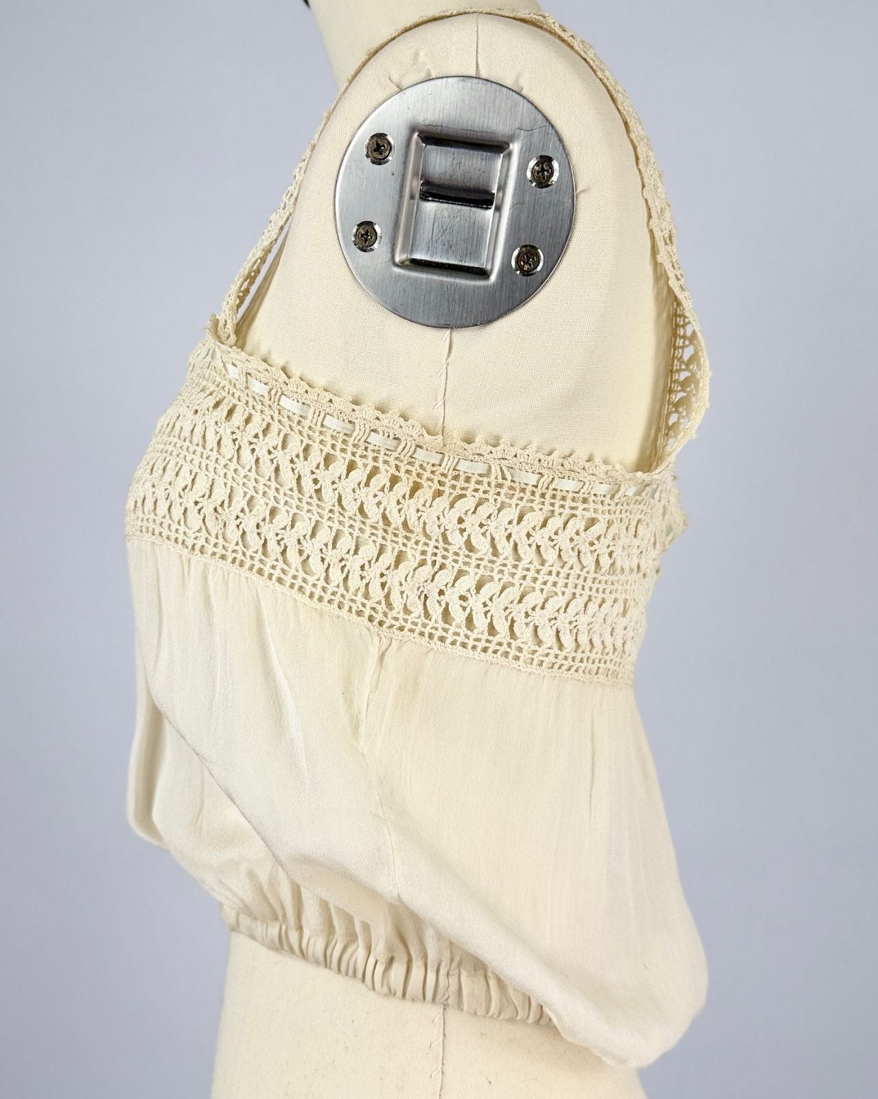 Cream Silk Crochet Corset Cover