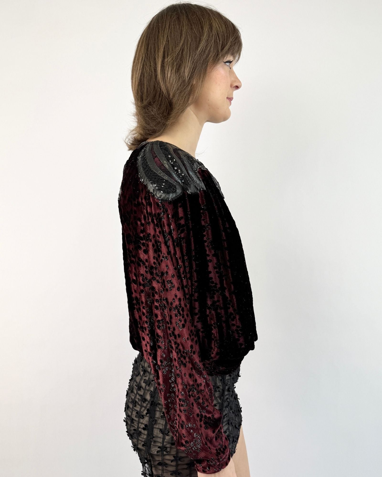 Roberto Cavalli Maroon Romance Velvet Top