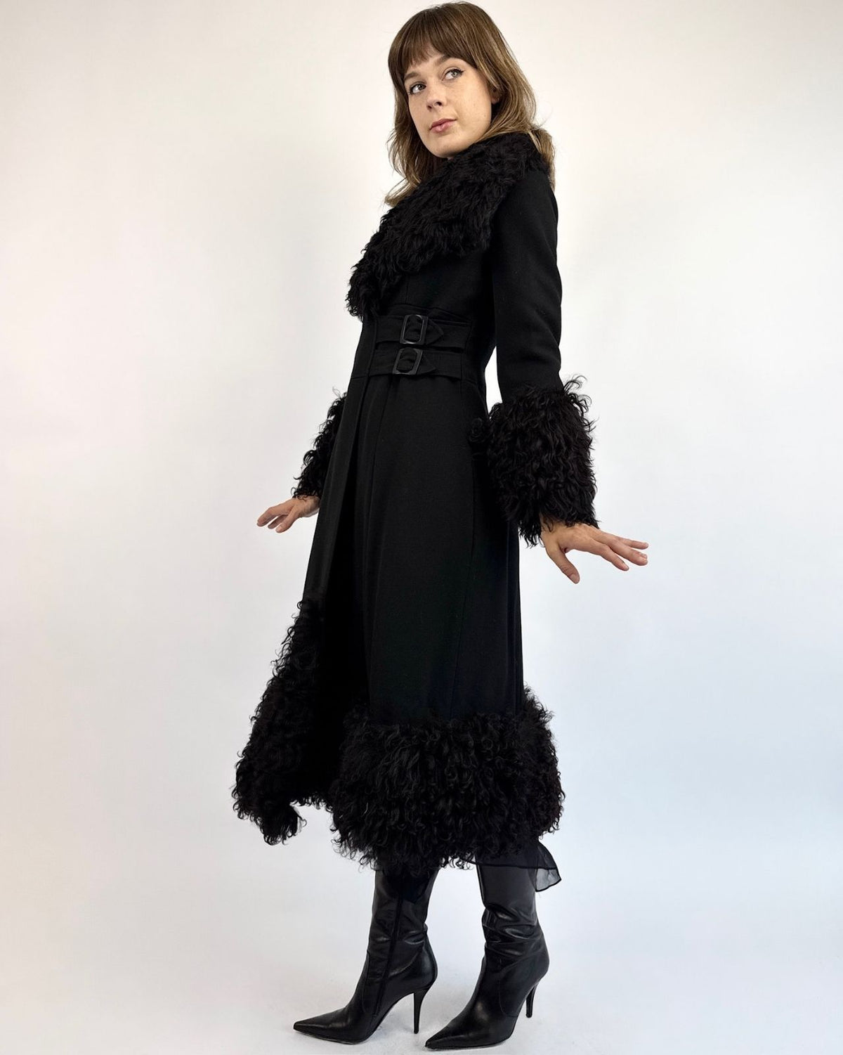 Shadowed Travels Wool Curly Lamb Duster