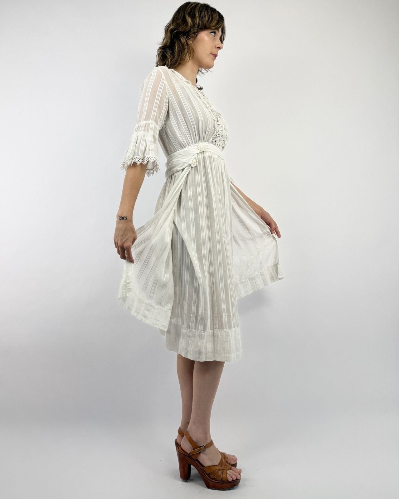 Edwardian Gentle Breezes Striped Lawn Dress