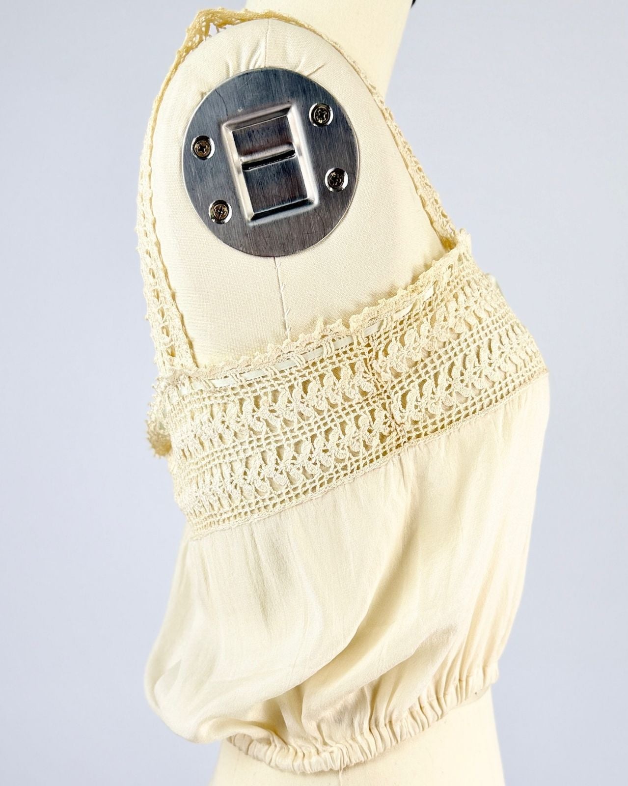 Cream Silk Crochet Corset Cover