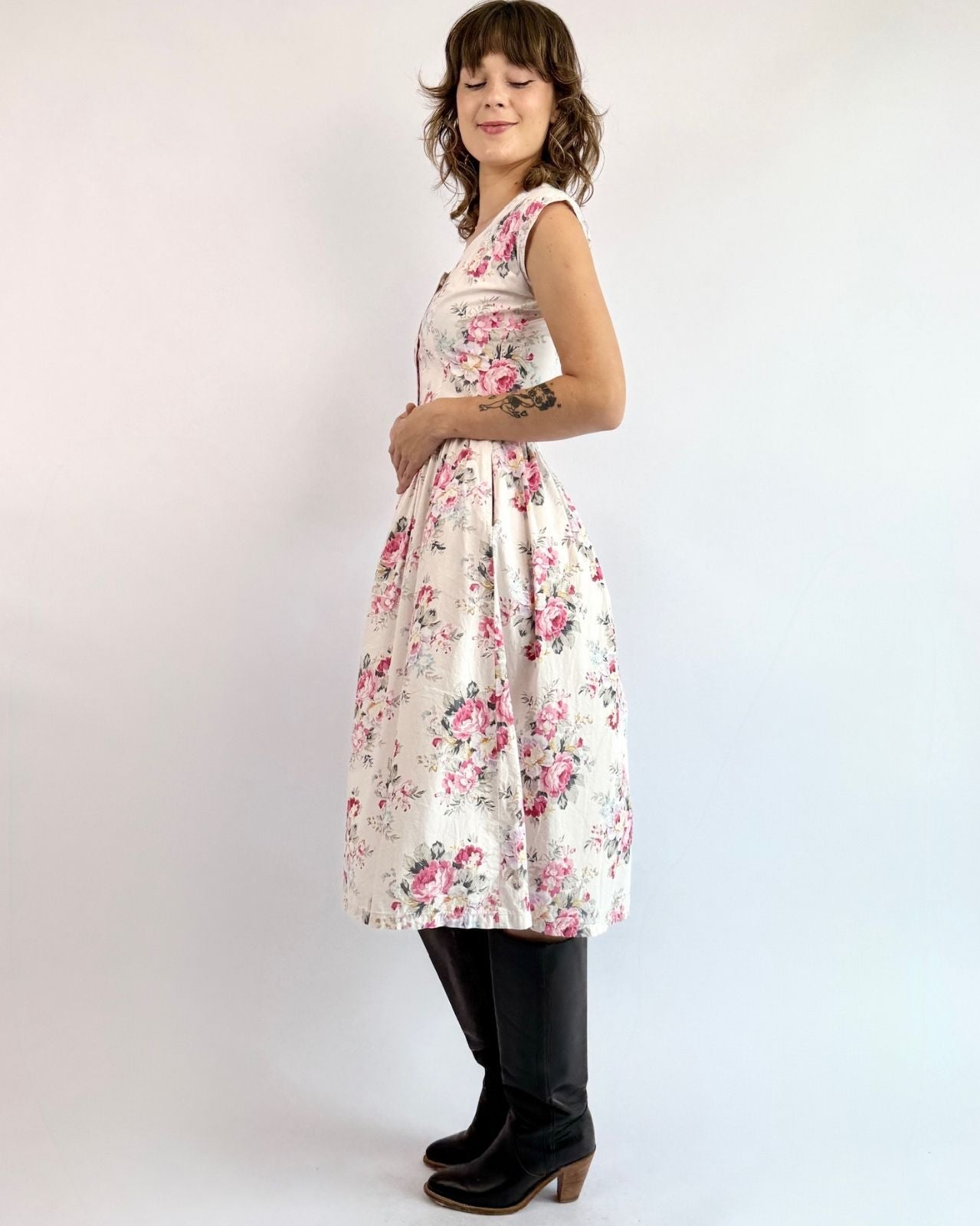 1990s Tea for Two Floral Dress