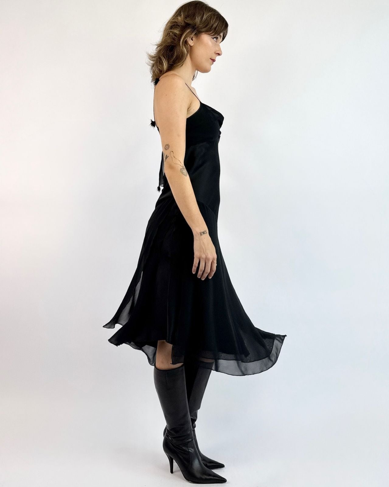 A Stroll Under City Lights Silk Dress