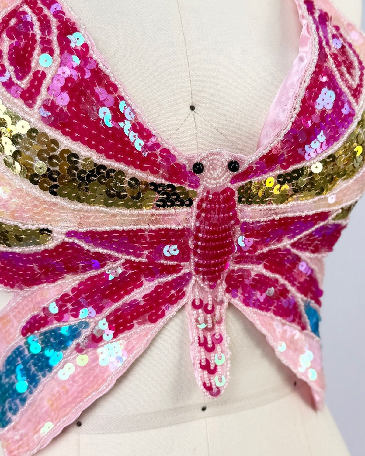 Y2K Sequin Butterfly Halter Top