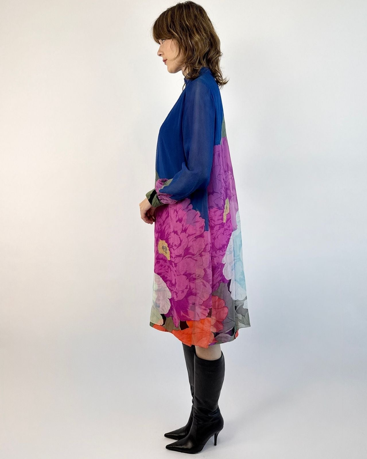 Hanae Mori Floating Petals Silk Dress