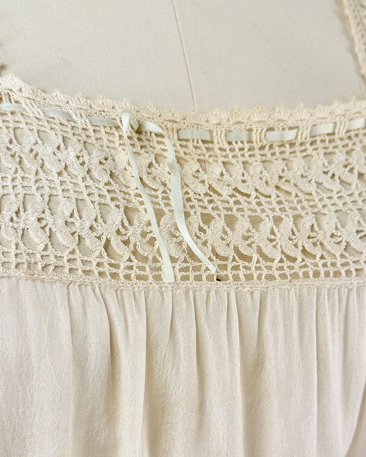 Cream Silk Crochet Corset Cover