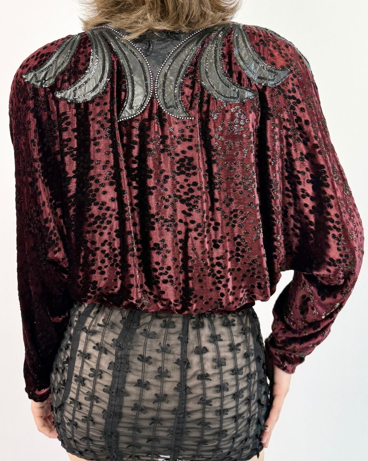 Roberto Cavalli Maroon Romance Velvet Top