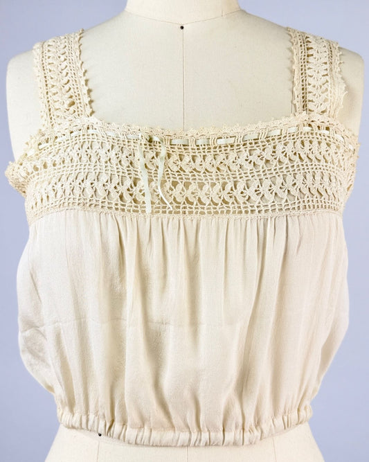 Cream Silk Crochet Corset Cover