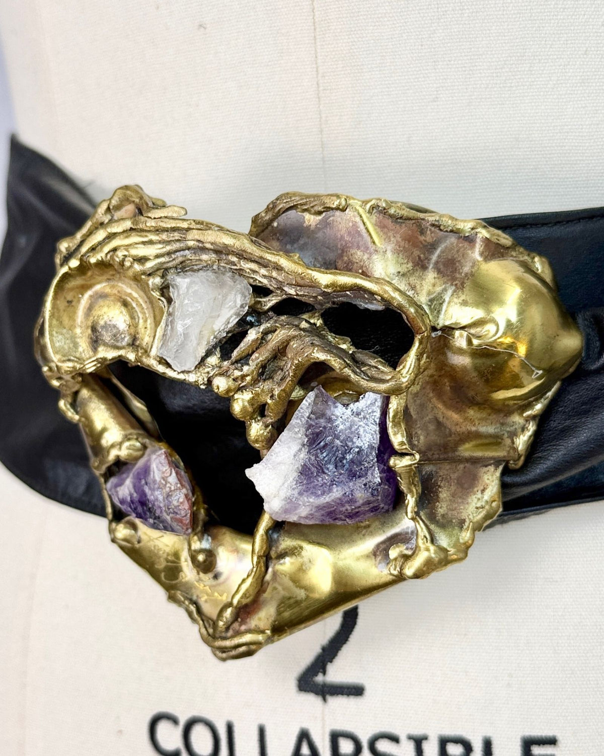 Brutalist Amethyst Crystal Black Belt