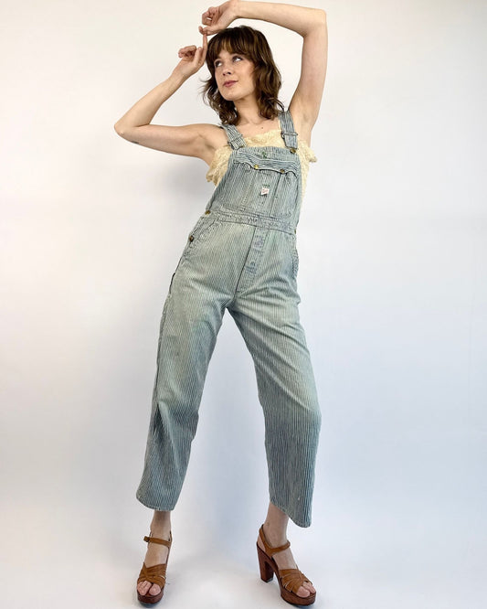 Track Me Down Hickory Striped Overalls