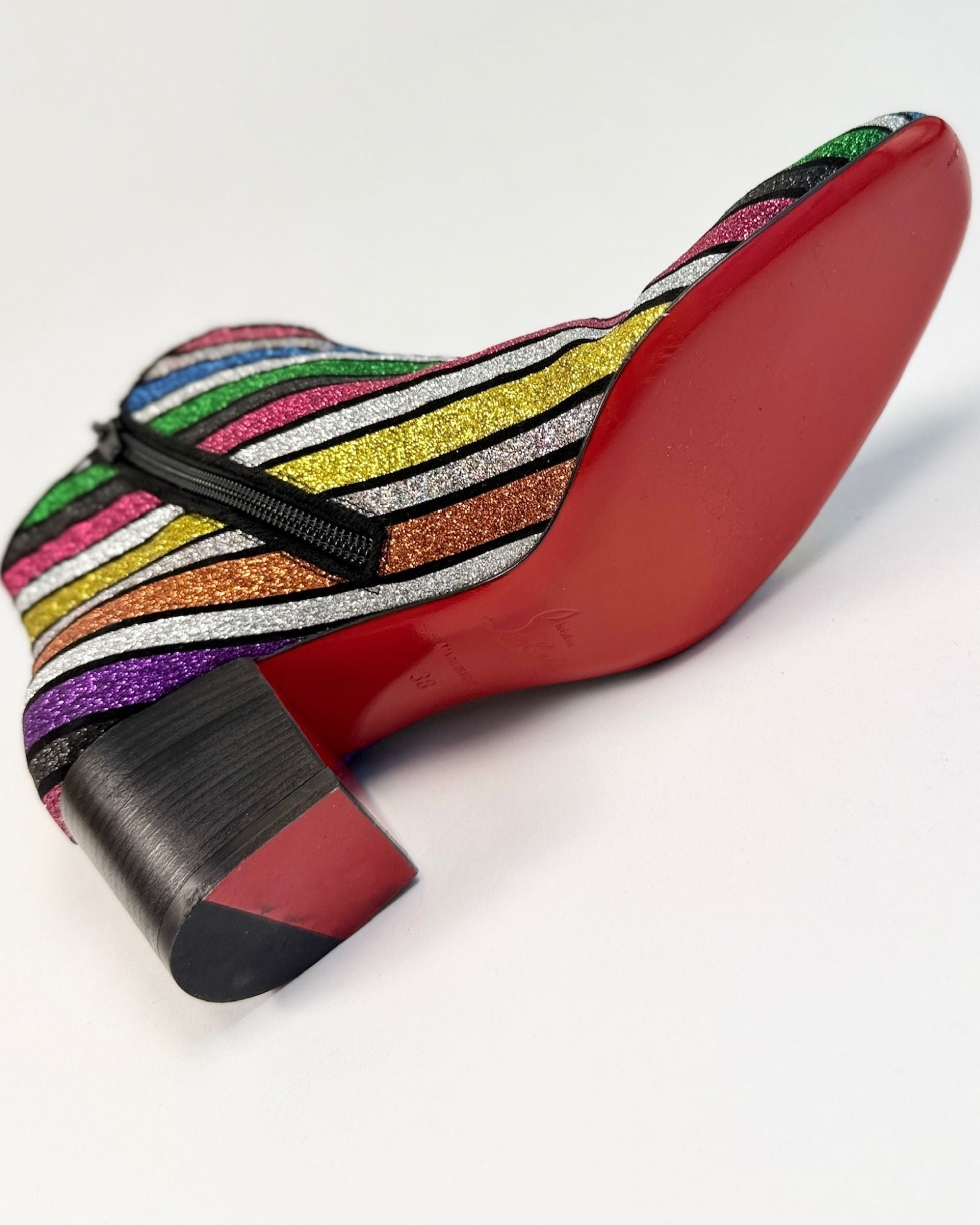 Christian Louboutin Candy Striped Glitter Booties