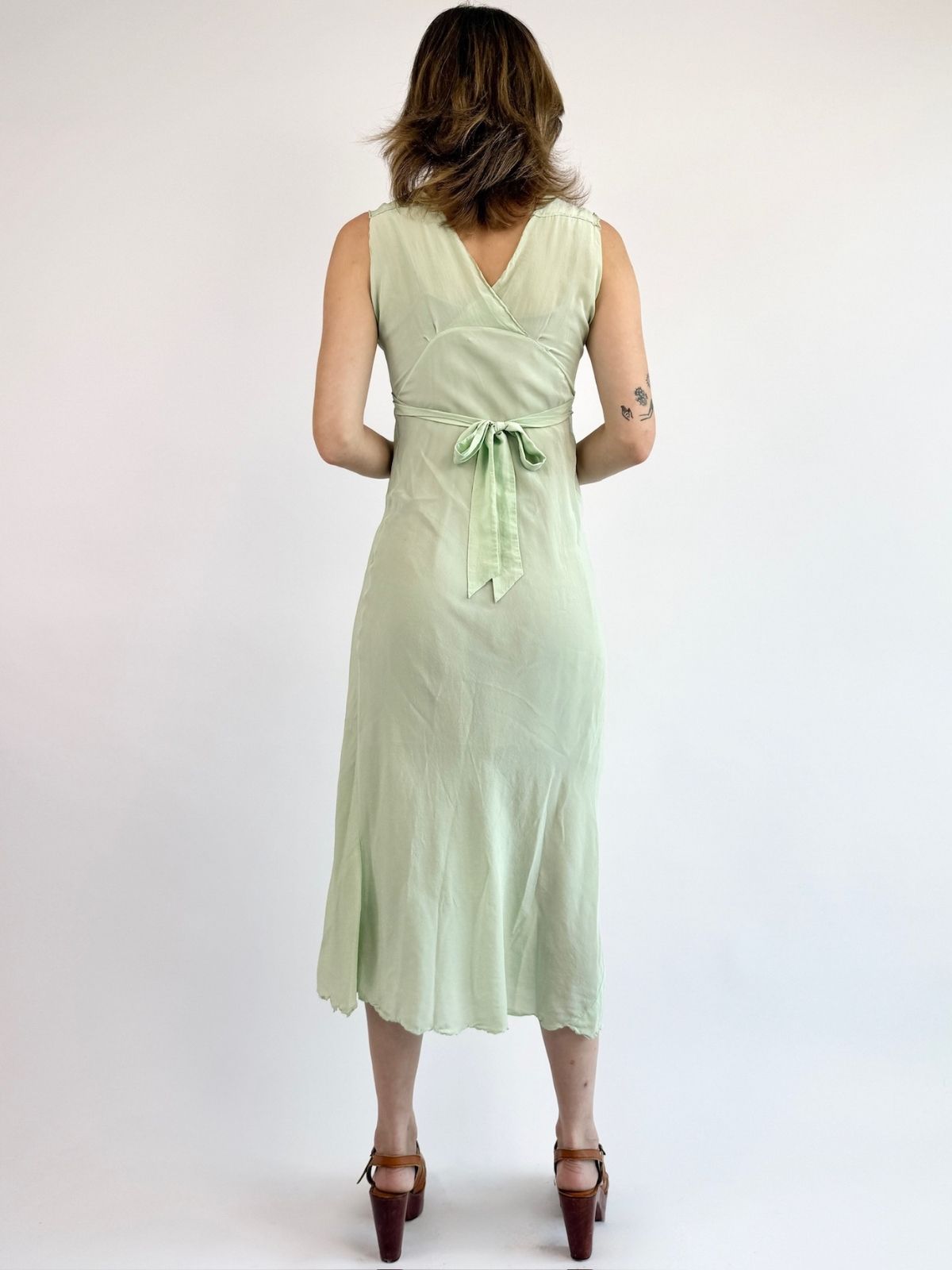 1930s Hint of Mint Silk Slip Dress