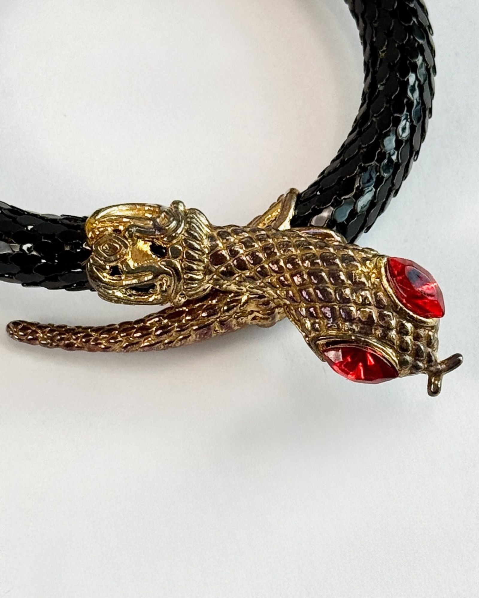Black Snake Bracelet with Ruby Eyes