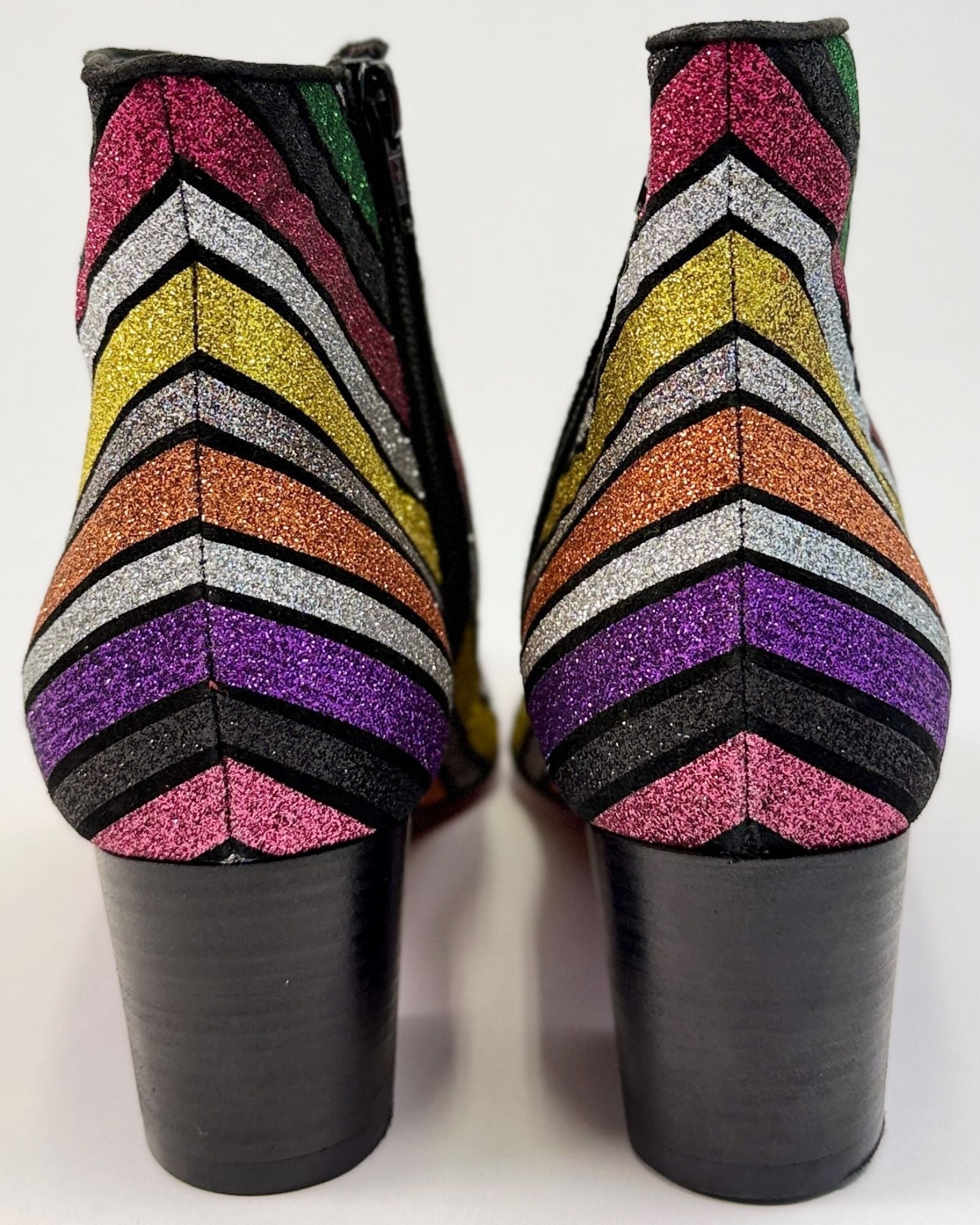 Christian Louboutin Candy Striped Glitter Booties