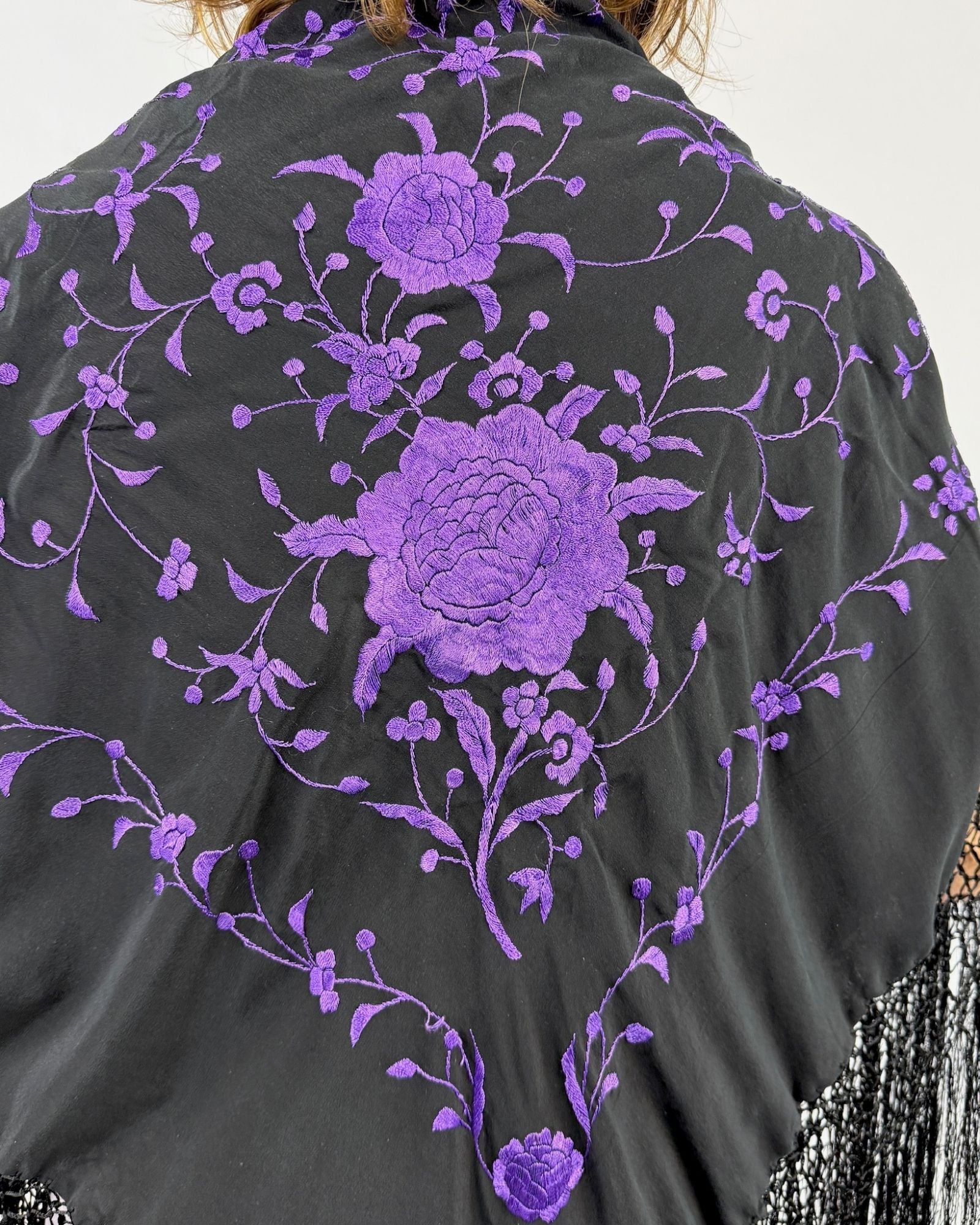 Shady Violets Embroidered Piano Shawl