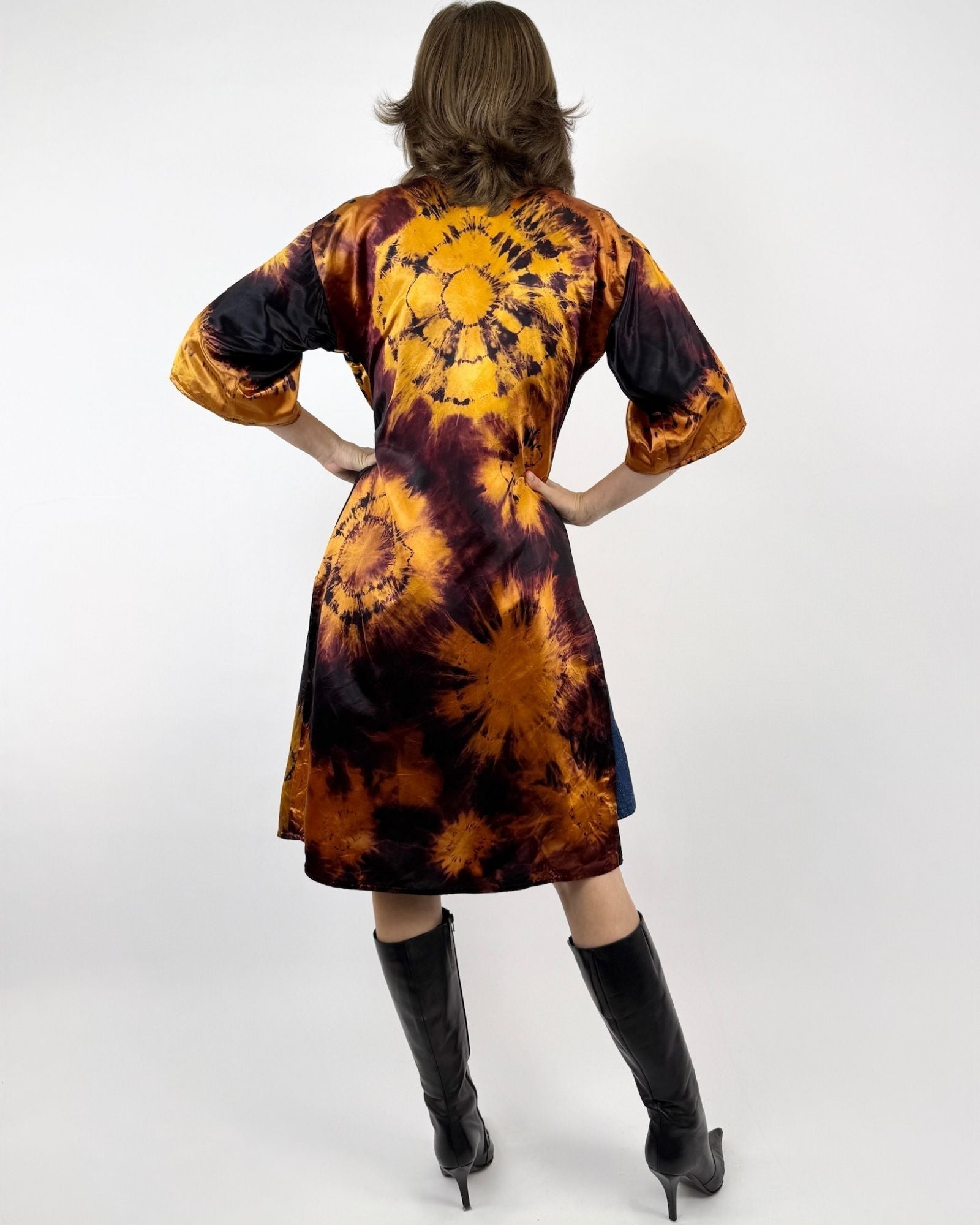 Amber Eclipse Tie Dye Satin Robe