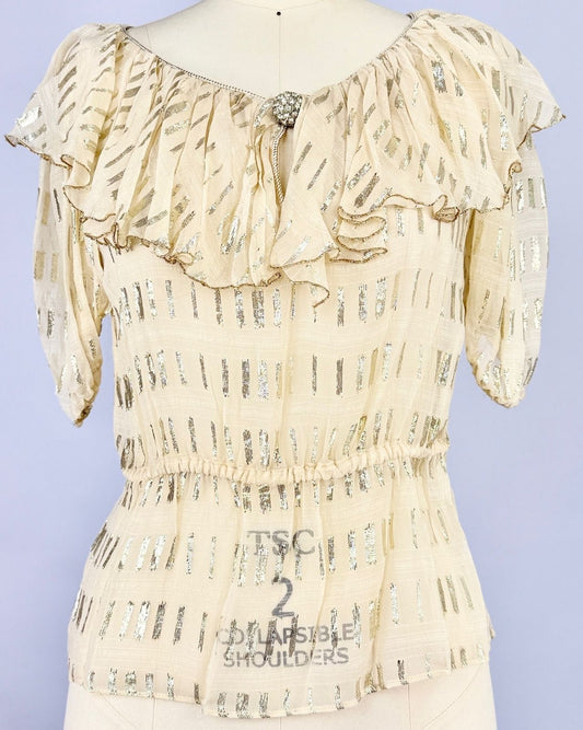 Gold Threaded Ruffle Blouse