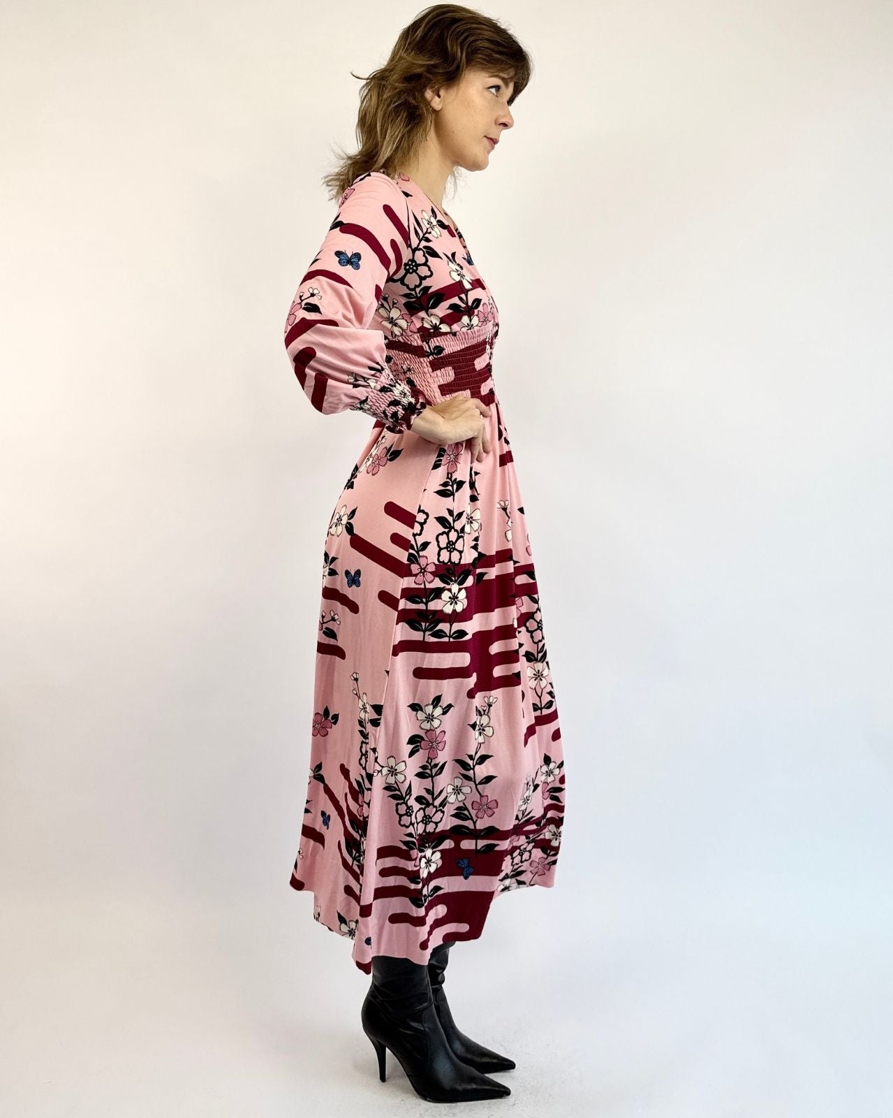 Hanae Mori Ban Lon By Vivid Cherry Blossom Dress