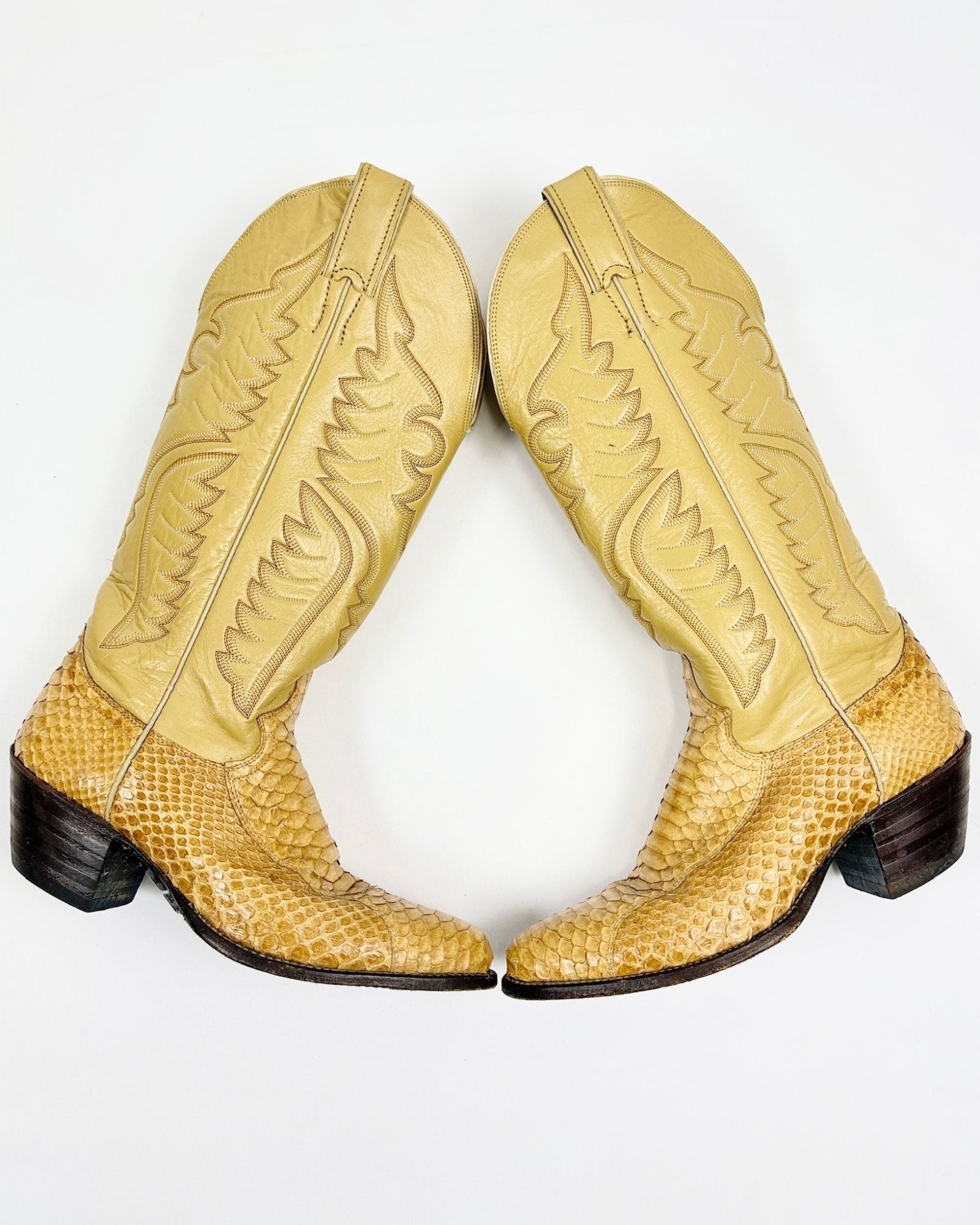 Tan Snakeskin Justin Cowboy Boots