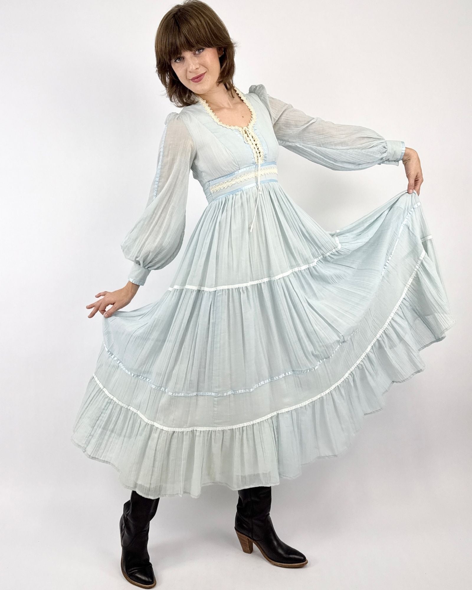 Frozen Reflections 70s Gunne Sax Maxi Dress