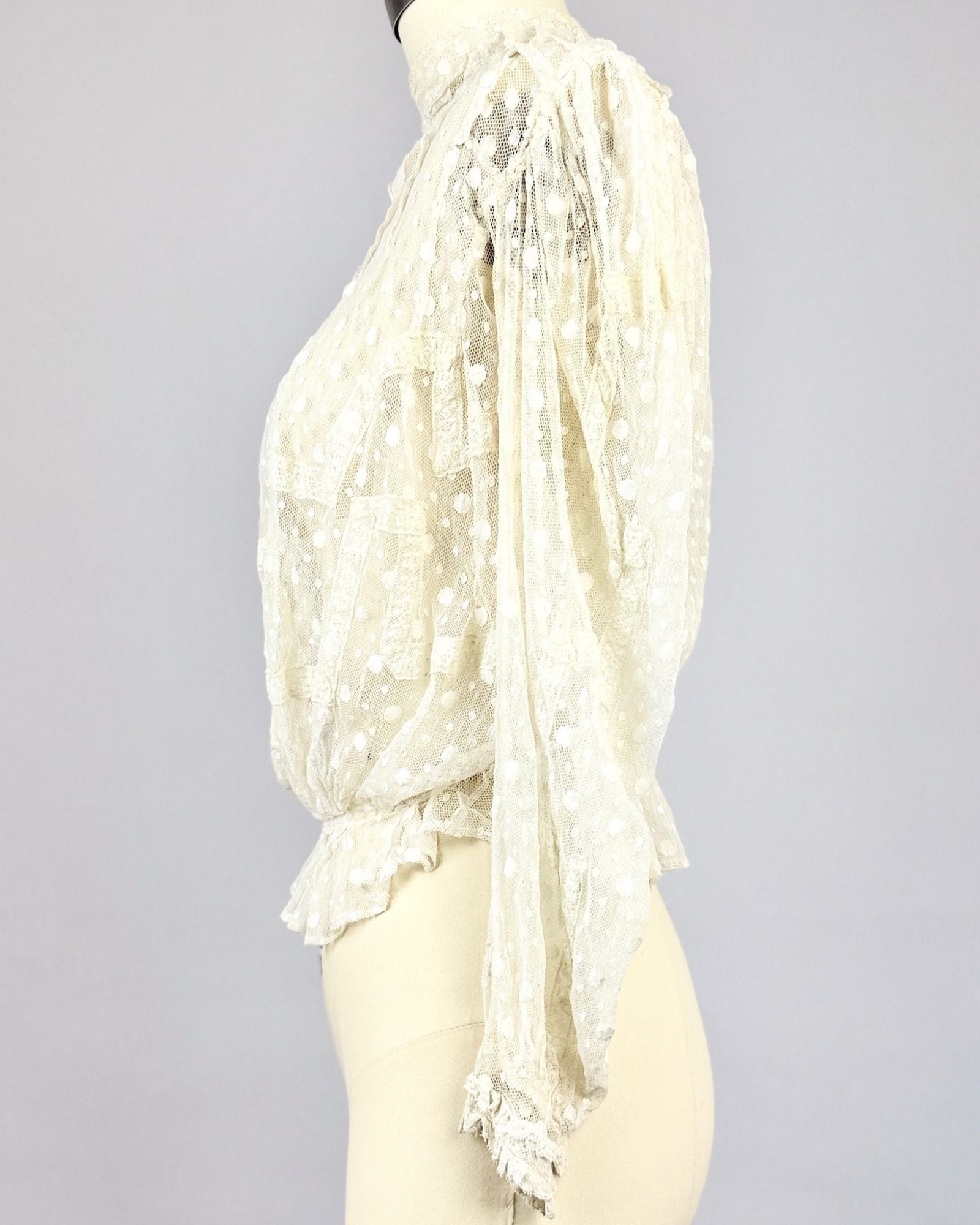 Edwardian White Mesh Polka Dot Blouse