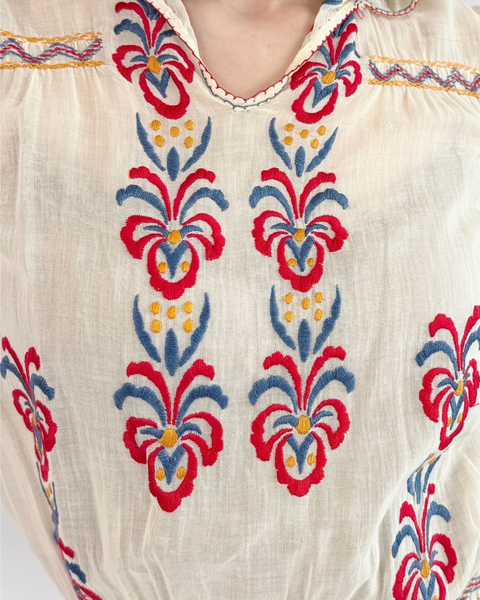 1930s Flowers Rise Hungarian Folk Art Dress