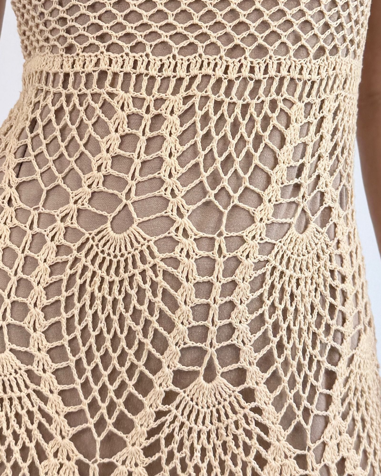 Endless Shores Cream Crochet Maxi Dress