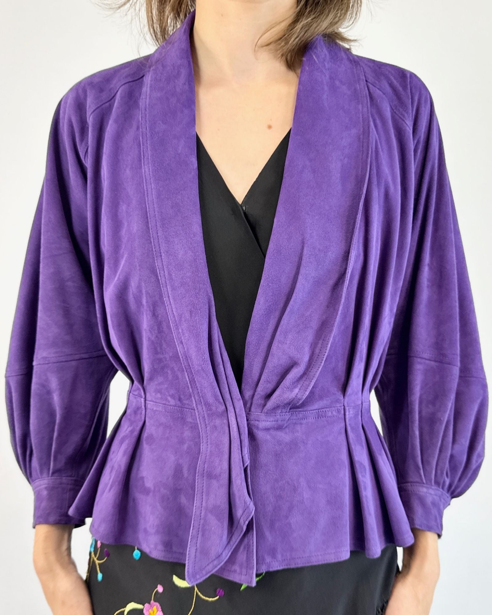 Pleats of Purple Suede Ungaro Jacket