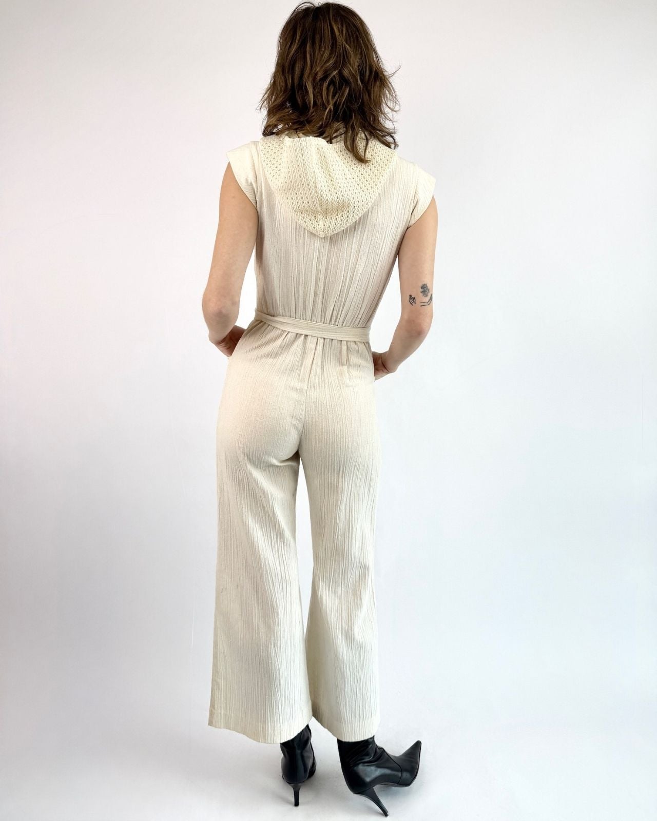 70s Cream Gauze Jumpsuit