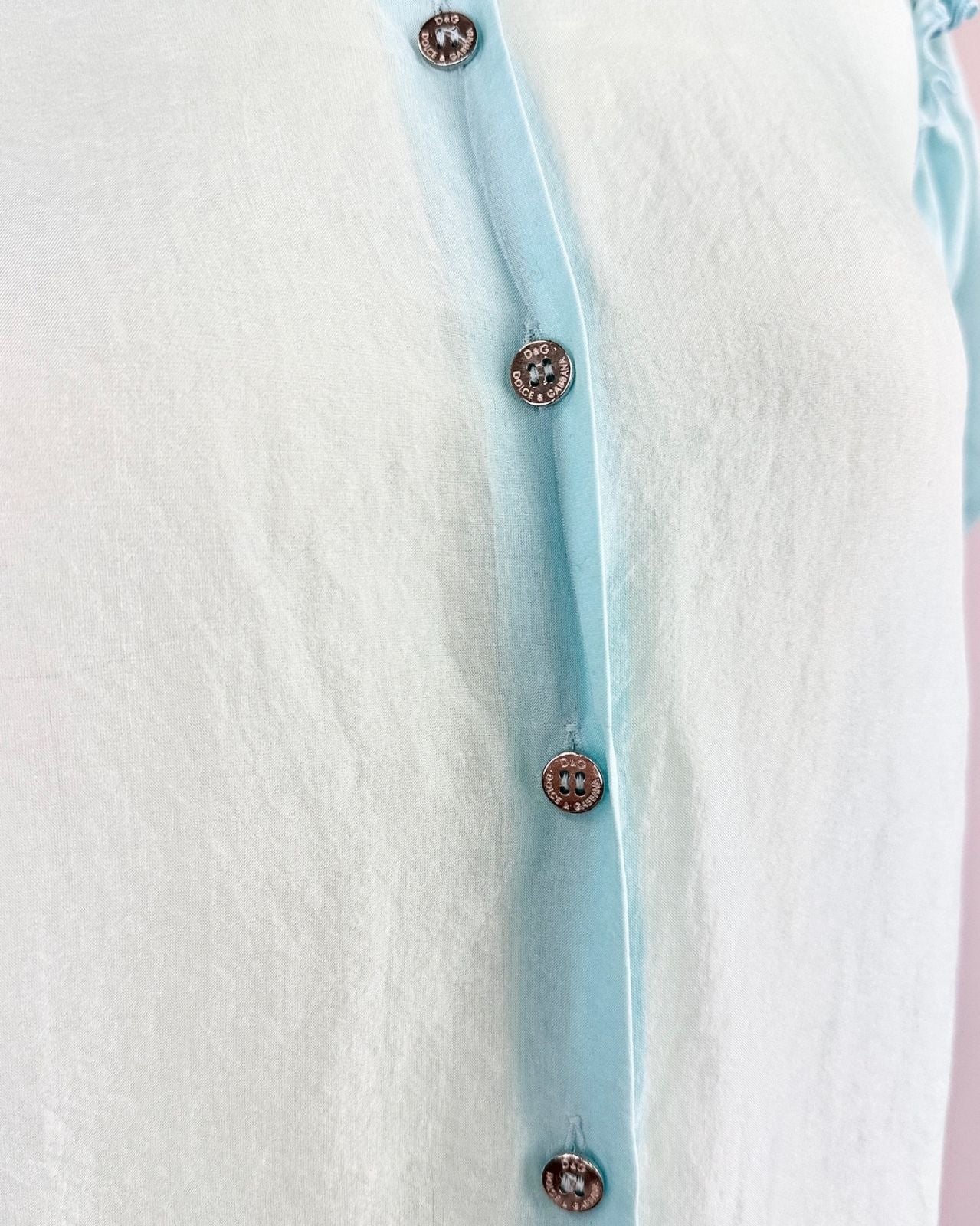 Dolce and Gabbana Aqua Silk Blouse