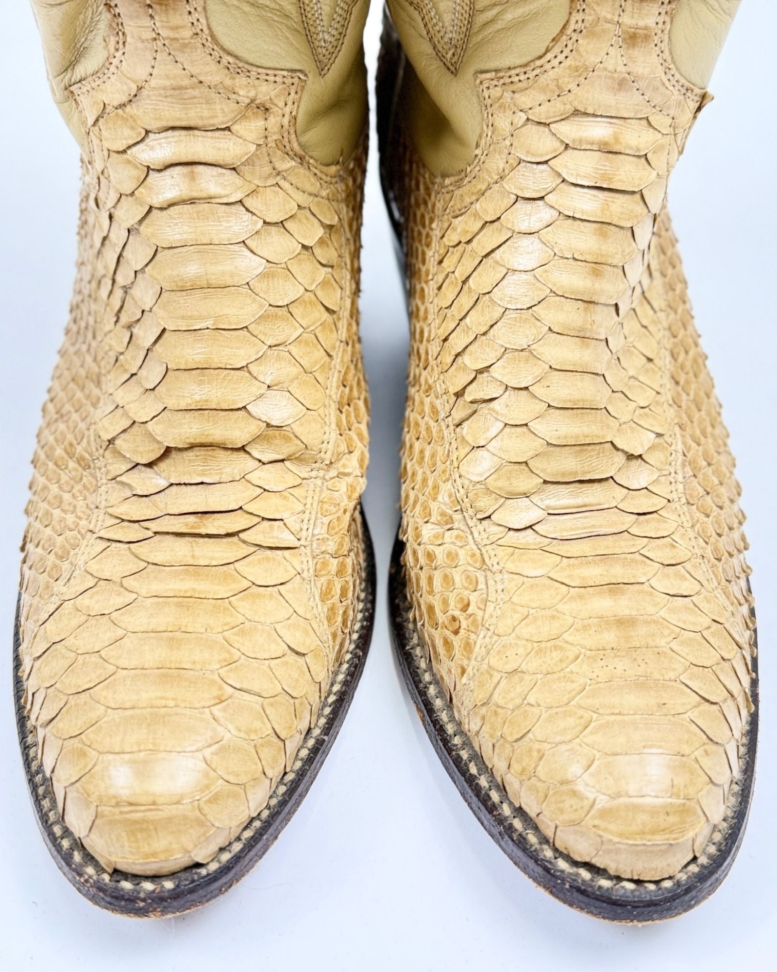 Tan Snakeskin Justin Cowboy Boots