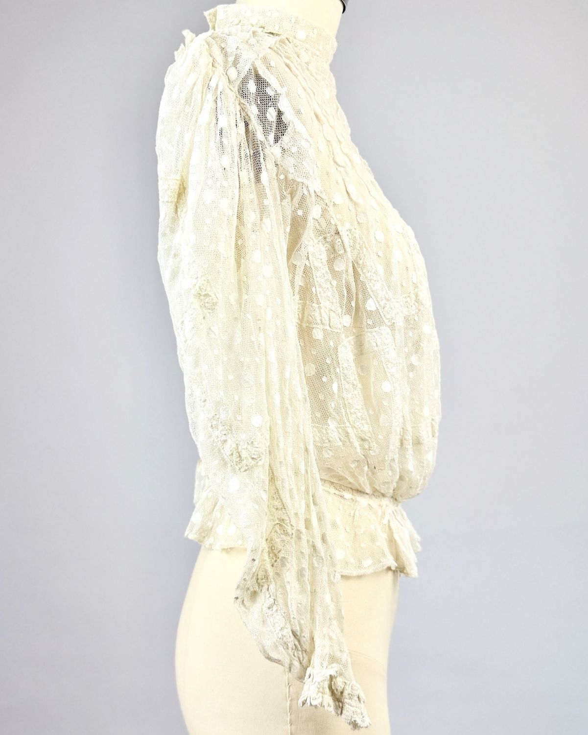 Edwardian White Mesh Polka Dot Blouse