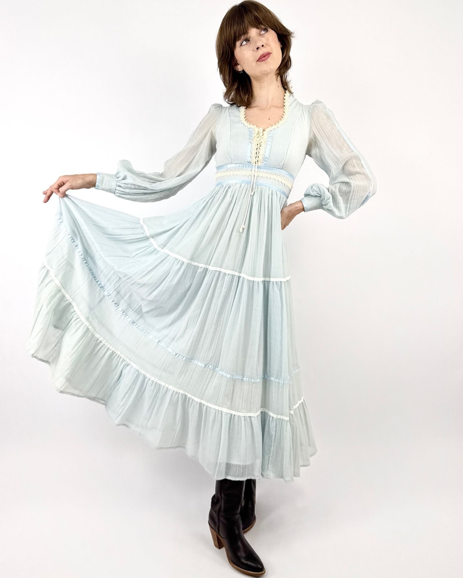 Frozen Reflections 70s Gunne Sax Maxi Dress