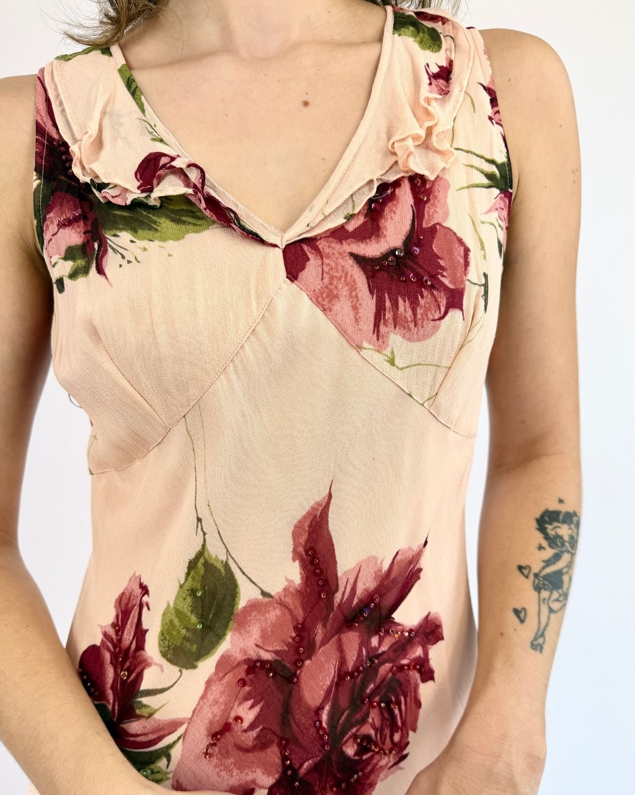 Y2K Bed of Roses Beaded Dress
