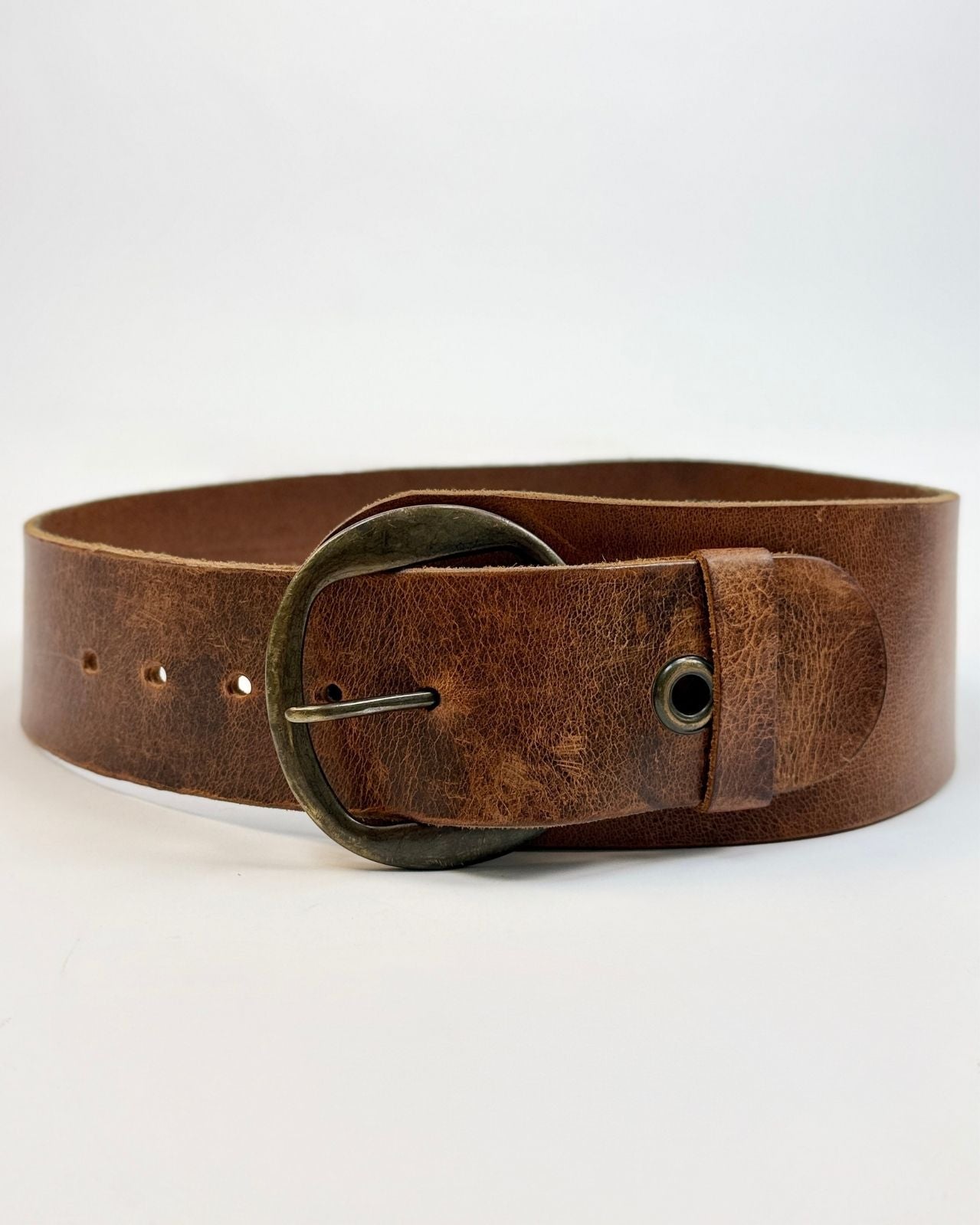 Wide Brown Leather Belt