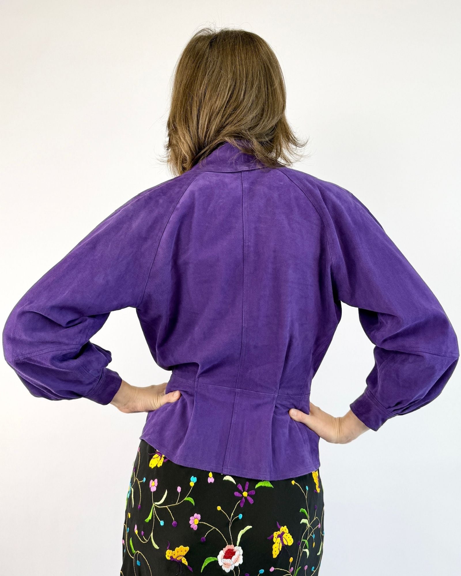Pleats of Purple Suede Ungaro Jacket