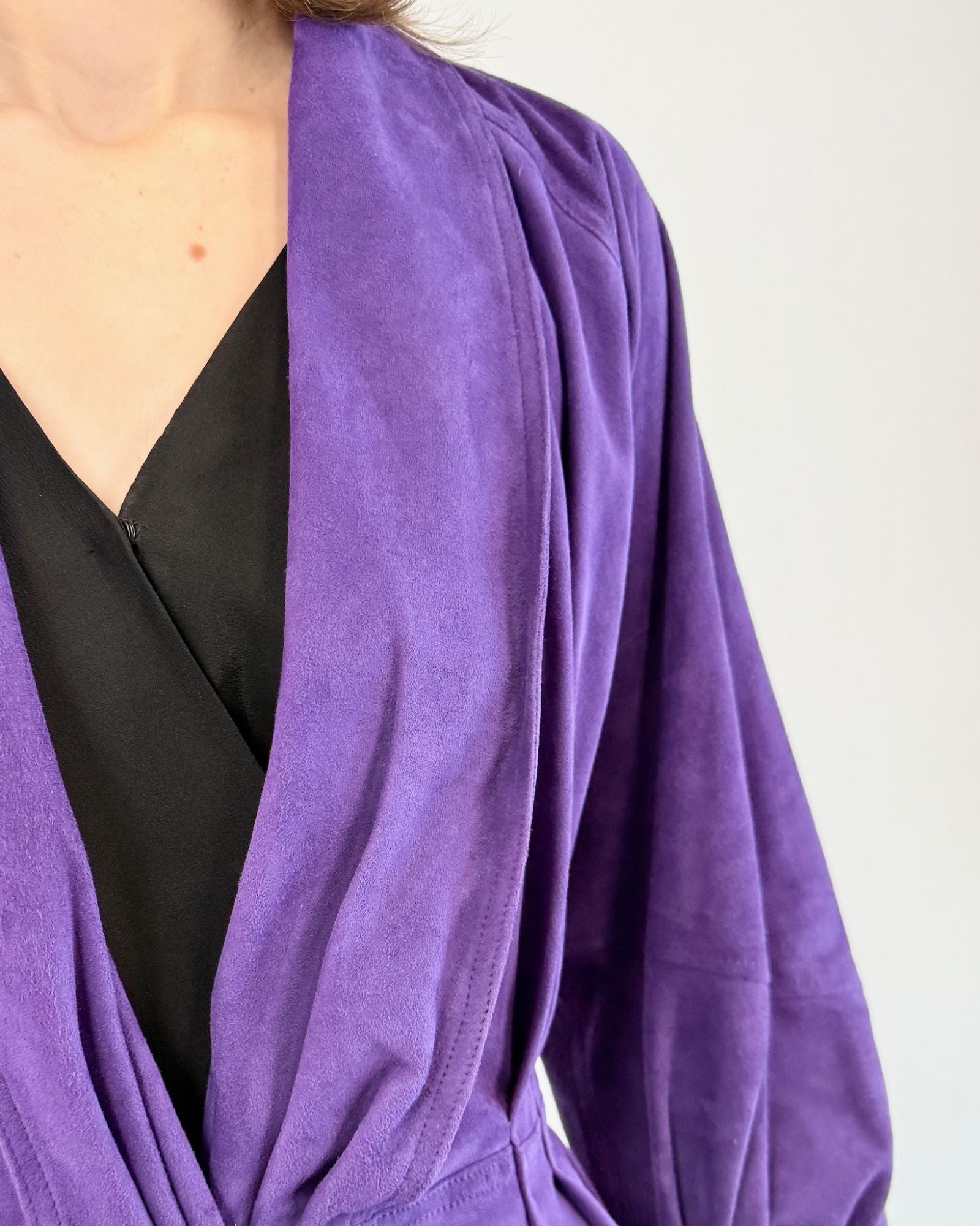 Pleats of Purple Suede Ungaro Jacket