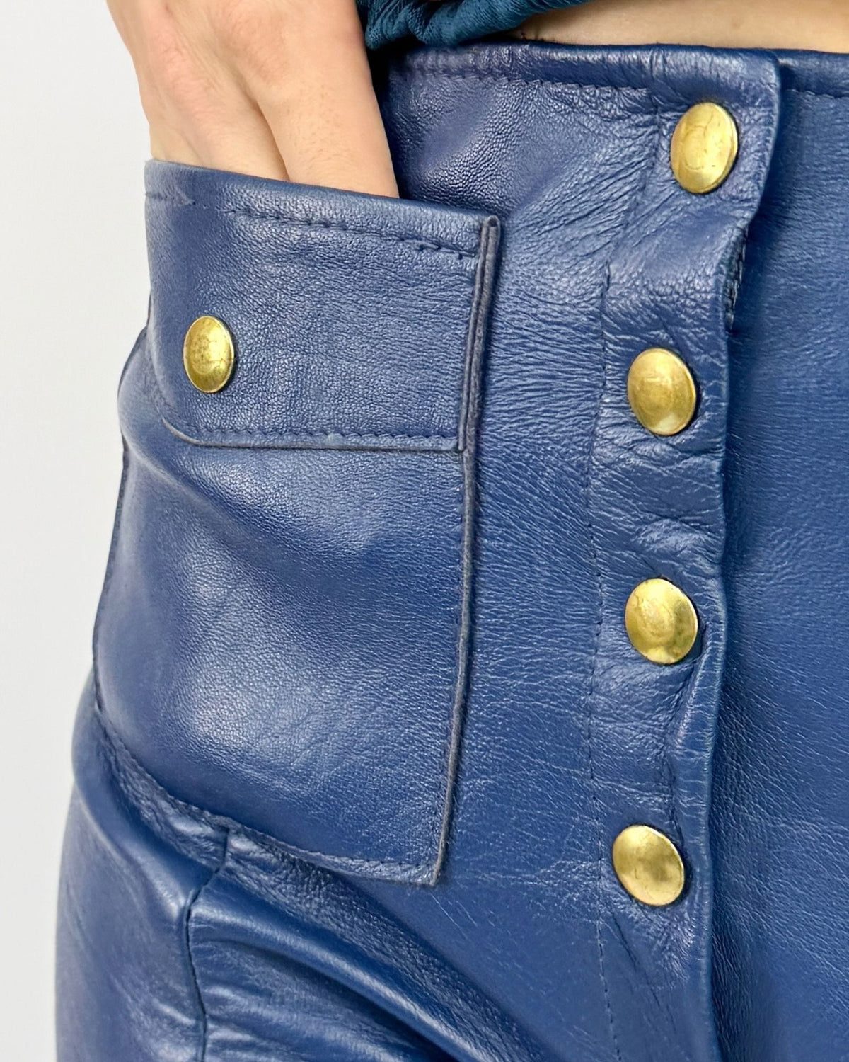 So Berry Sweet Blue Leather Shorts