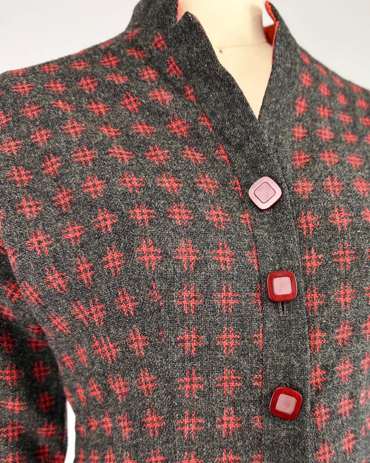 1940s Red and Grey Hashmark Jacket