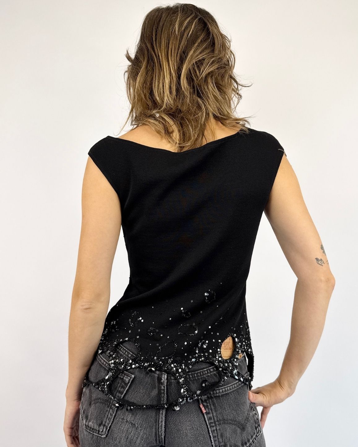 Escada All Caught Up Beaded Chain Top