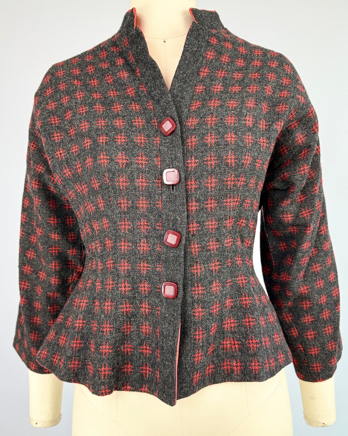 1940s Red and Grey Hashmark Jacket