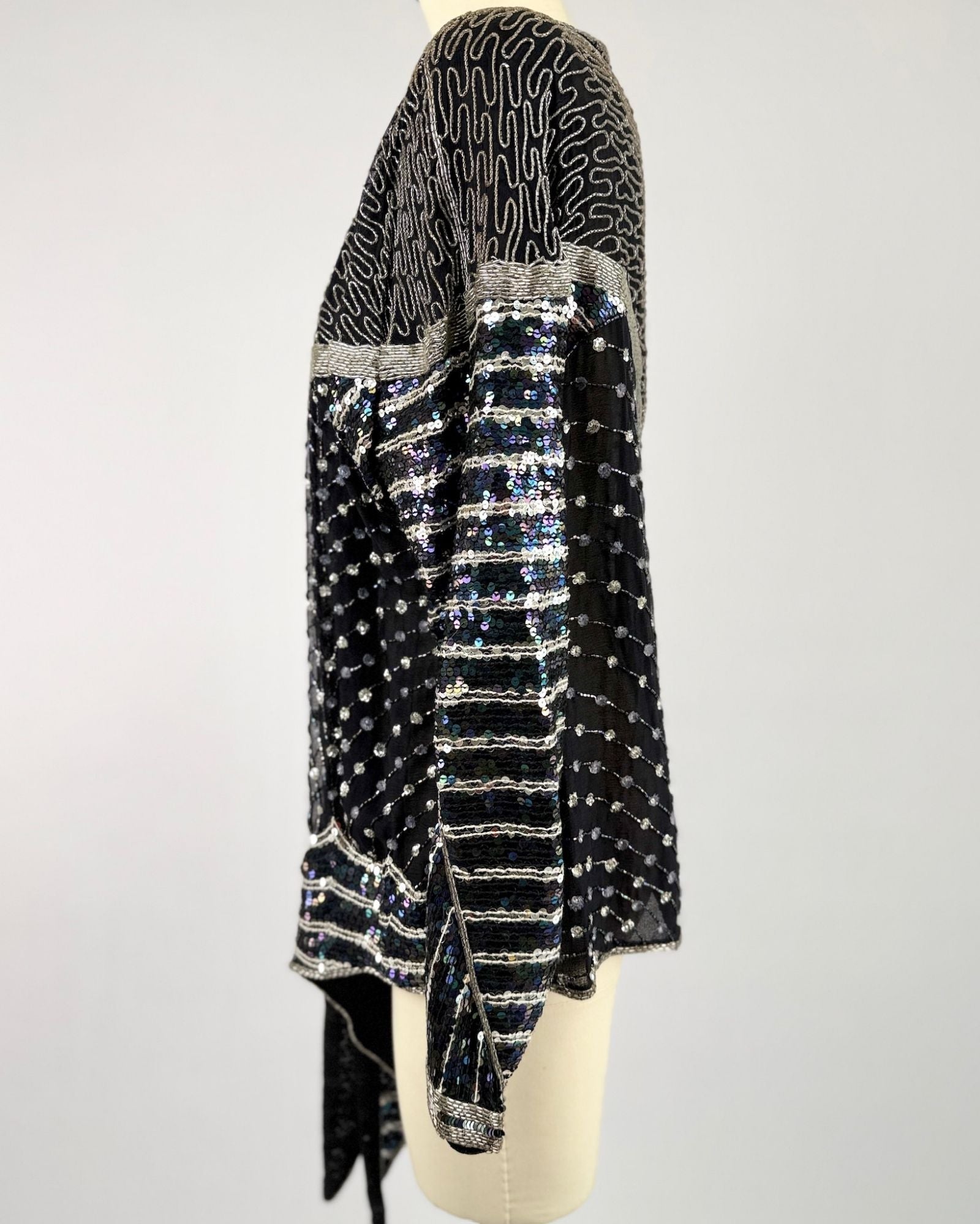 Black Draped Sequin Jacket