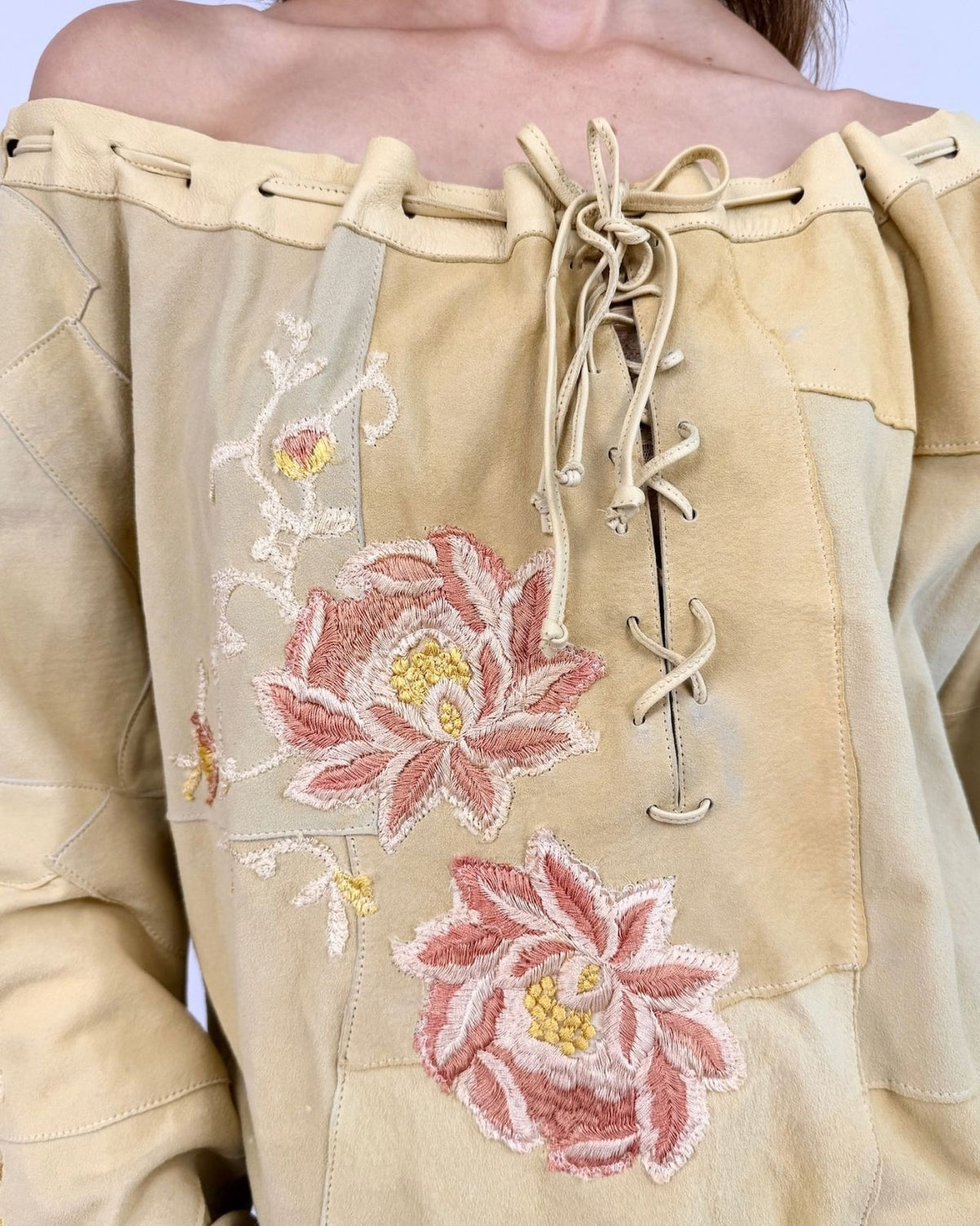 Embroidered Floral Suede Tunic