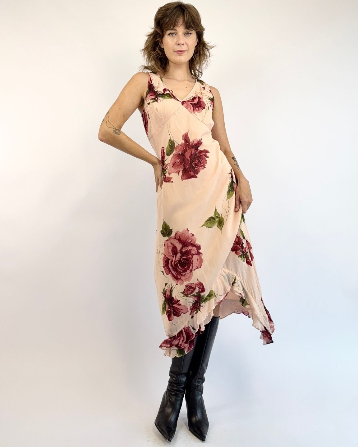 Y2K Bed of Roses Beaded Dress