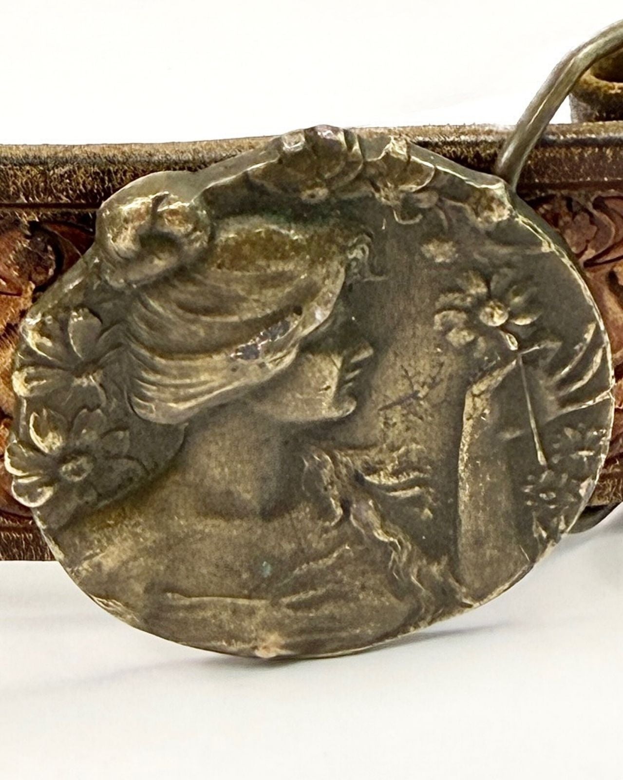 Brass Disc Art Nouveau Lady Belt