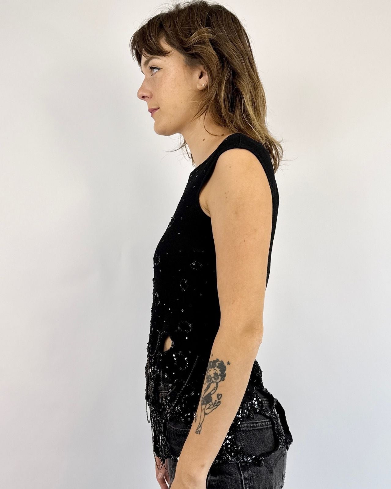 Escada All Caught Up Beaded Chain Top