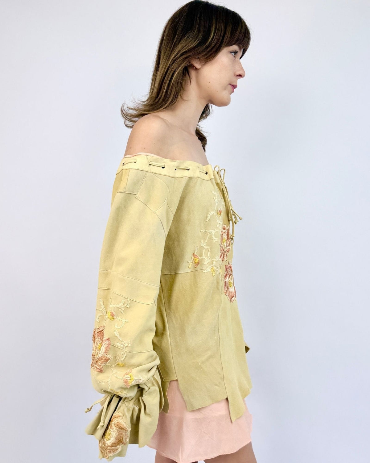 Embroidered Floral Suede Tunic