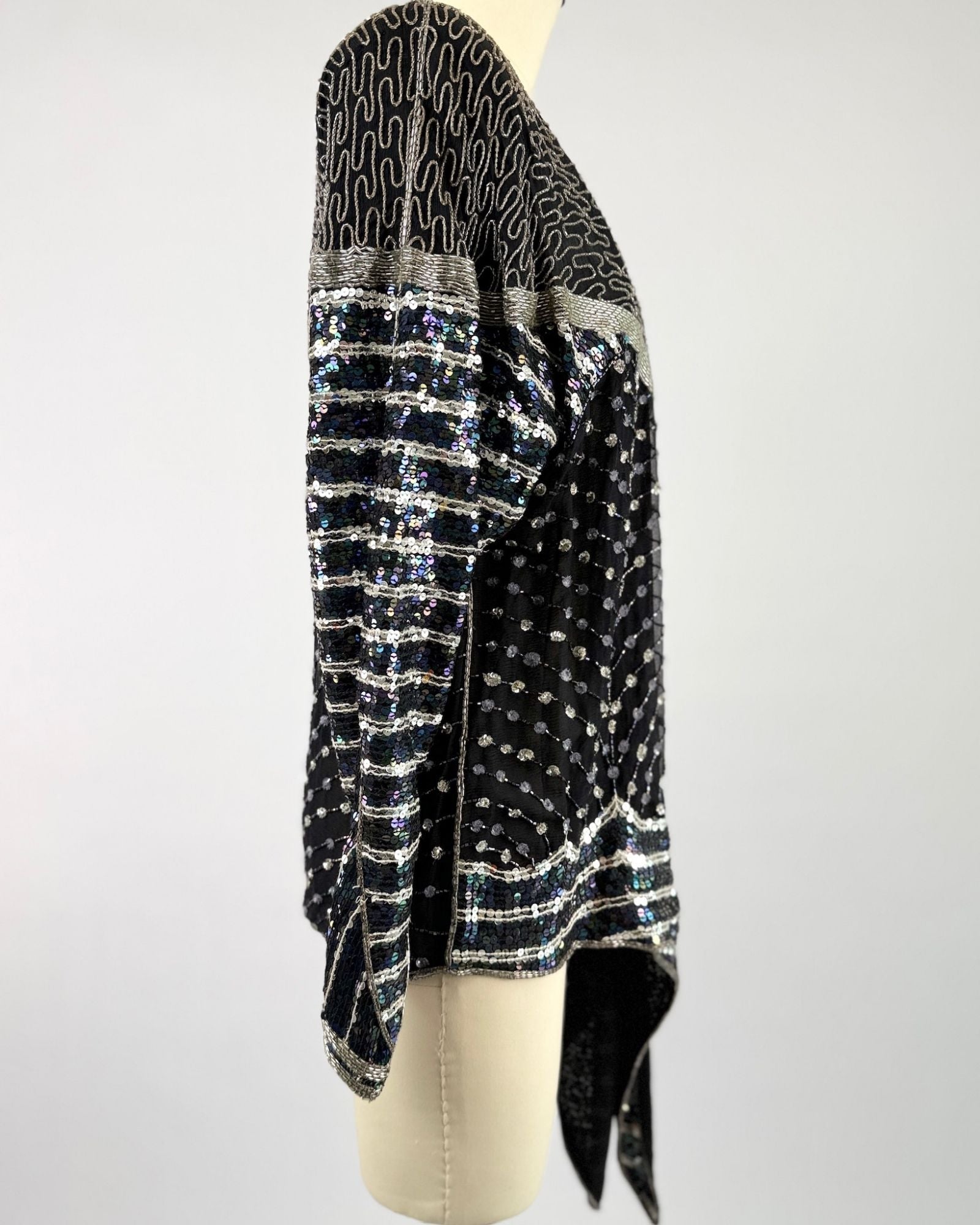 Black Draped Sequin Jacket