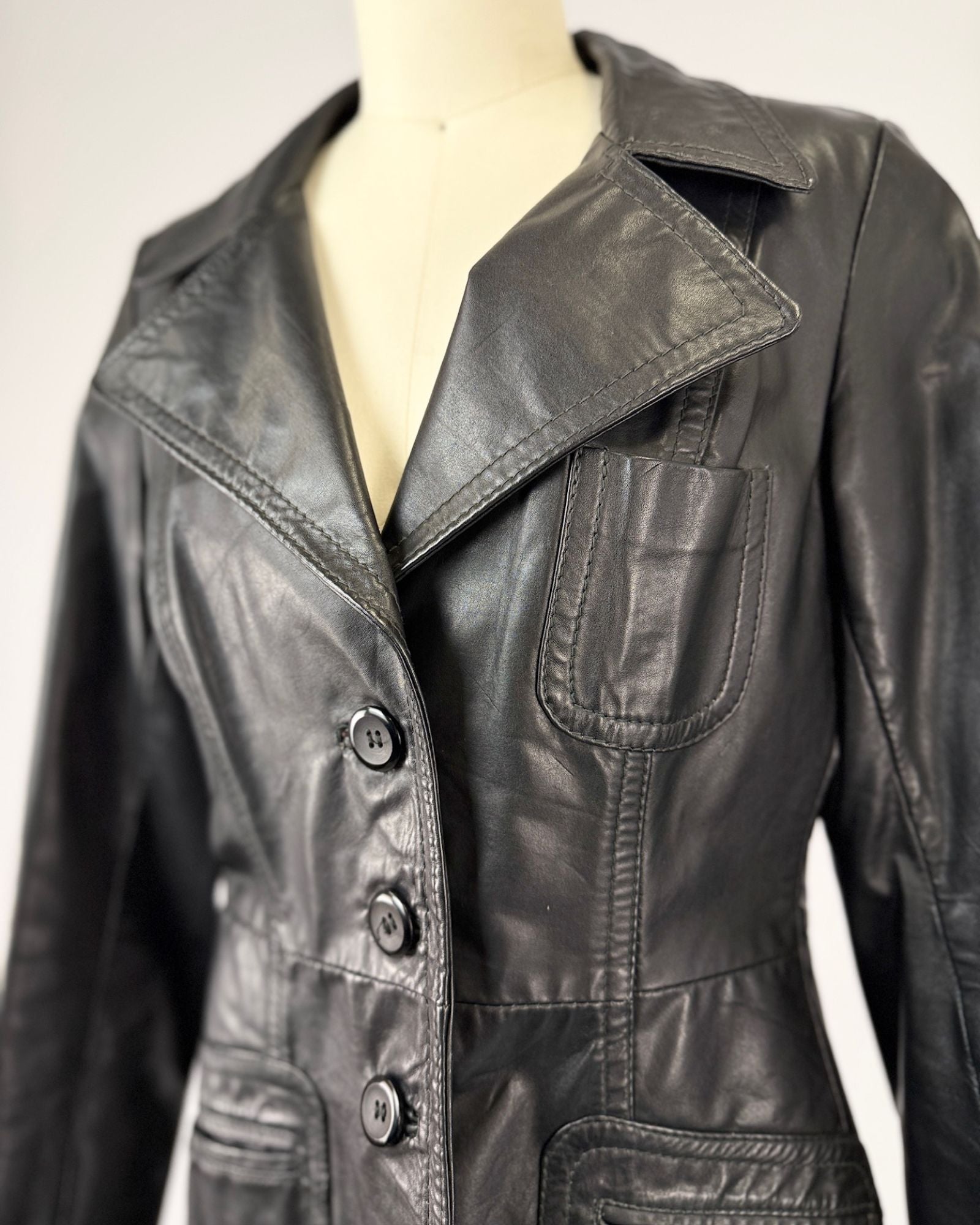 Casual Corner 70s Black Leather Jacket