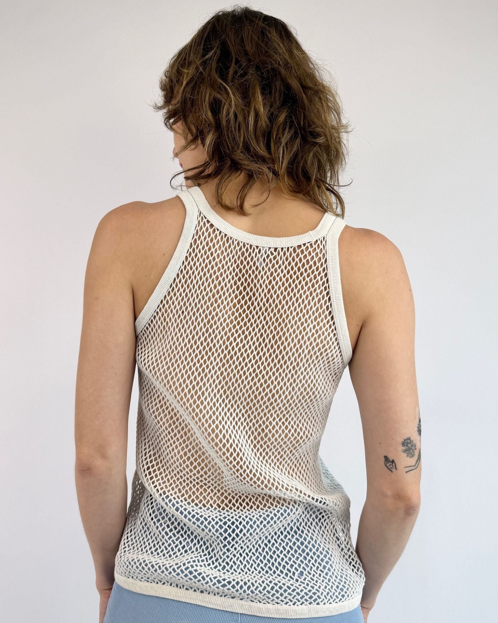 Cross My Heart White Mesh Tank